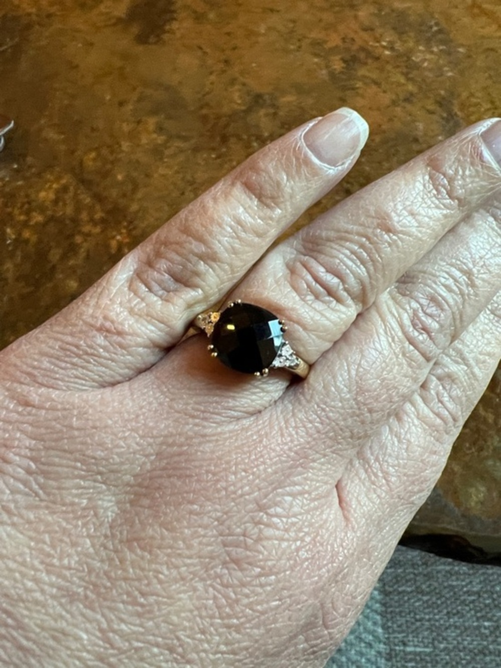 Brown Smoky Topaz Stone Gold-Tone Cocktail Ring - Women's Fashion Jewelry